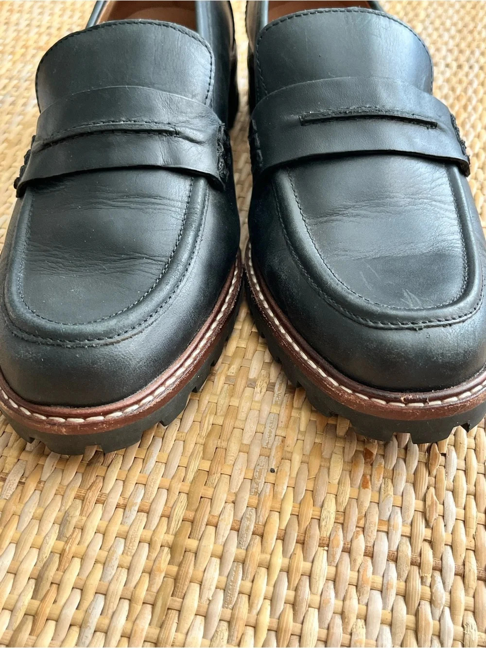 Madewell Black Leather Lugsole Penny Loafers - Size 7 - Picture 8 of 11